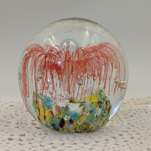 Vintage Murano Style Heavy Handblown Art Glass Bubble Paperweight - Picture 1 of 7